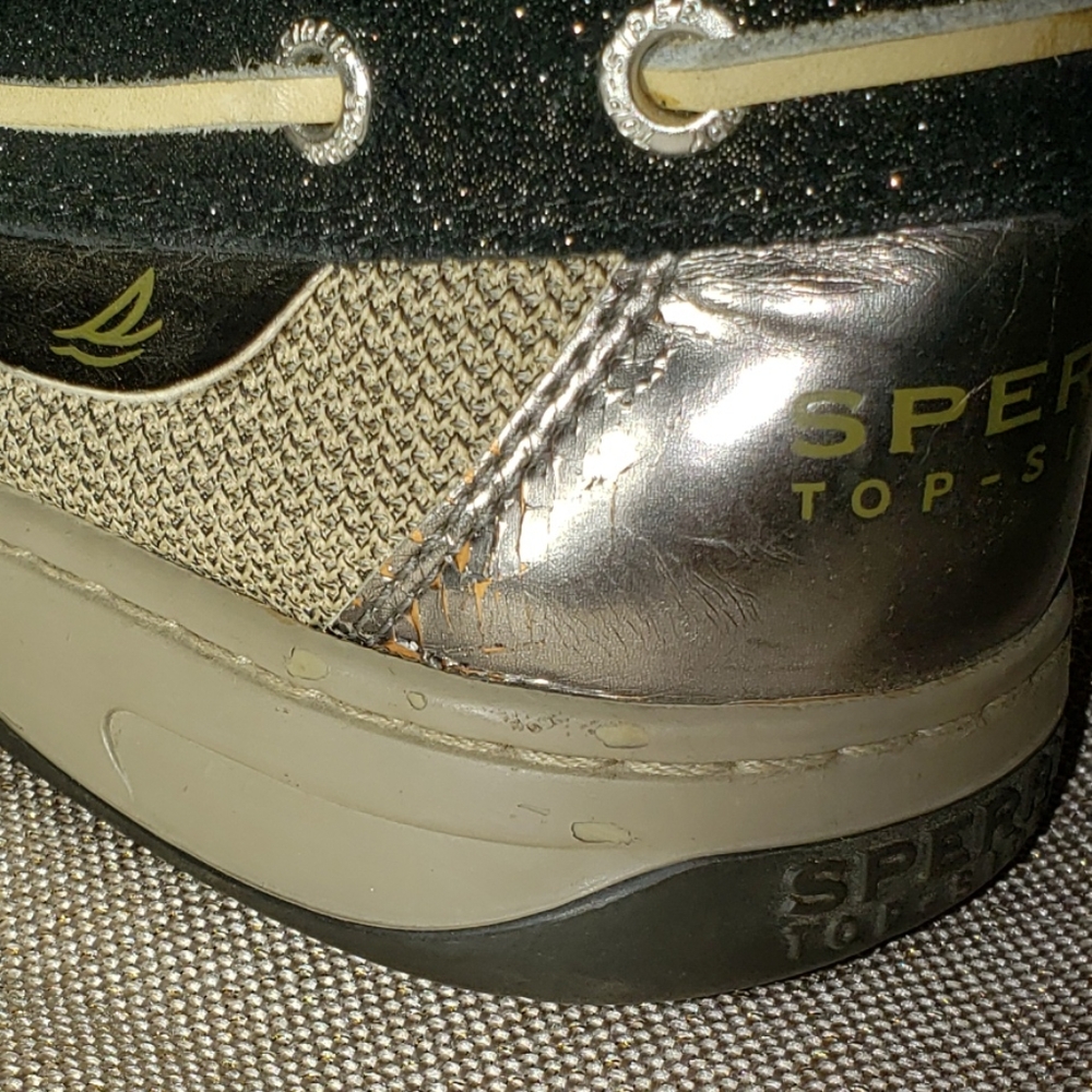 π Gorgeous Black Sparkle Sperry Top Sider - Picture 8 of 11